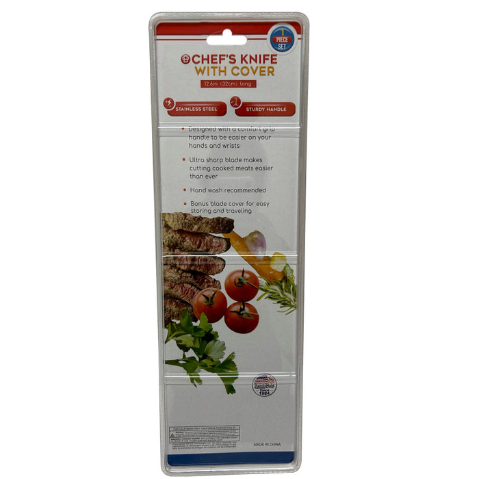 2pk Chef Knife Razor Sharp Stainless Steel W/ Cover Multipurpose Ergonomic Gift