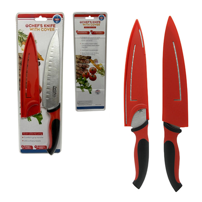 2pk Chef Knife Razor Sharp Stainless Steel W/ Cover Multipurpose Ergonomic Gift