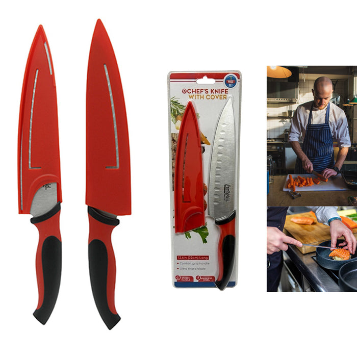 2pk Chef Knife Razor Sharp Stainless Steel W/ Cover Multipurpose Ergonomic Gift