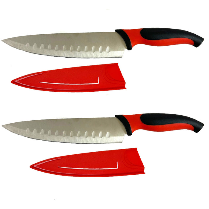 2pk Chef Knife Razor Sharp Stainless Steel W/ Cover Multipurpose Ergonomic Gift