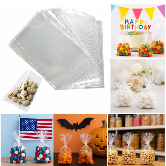 200 X Clear Poly Bags Candy Treat Baggies Loot Party Favor Snack Storage 3"X5.5"