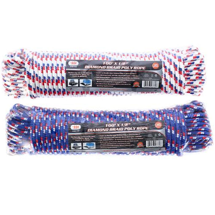 2 Pc Heavy Duty 100ft Diamond Braided Rope Cord Poly Boat Dock Line Flag Pole