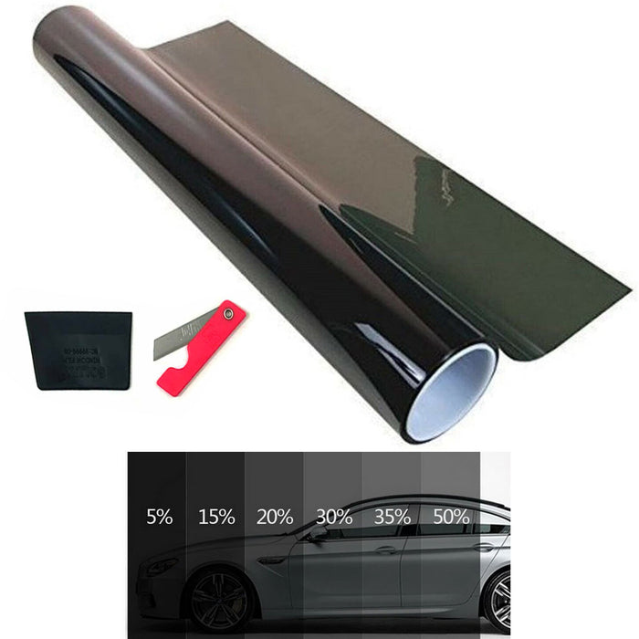 2 Rolls 15% Dark Black Window Tint Film Shade Adhesive 10ft Car Office Privacy