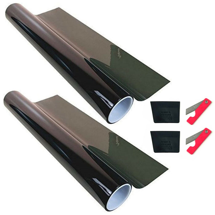 2 Rolls 15% Dark Black Window Tint Film Shade Adhesive 10ft Car Office Privacy