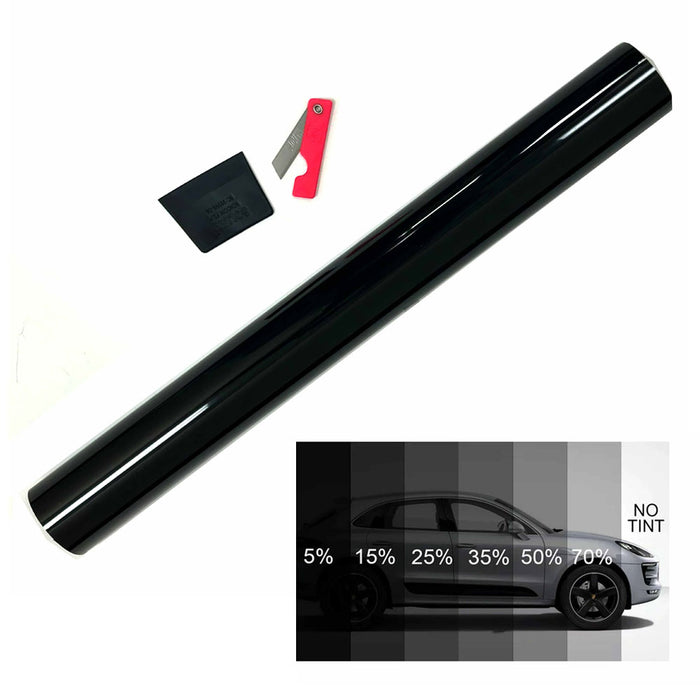 1 Roll 10% Window Tint Film Dark Black Light Transmission Shade Adhesive 10ft