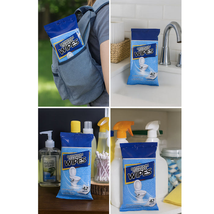 42ct Bathroom Cleaning Wipes Surface Cleaner Multi Purpose Clean Home 5.9"X7.9"