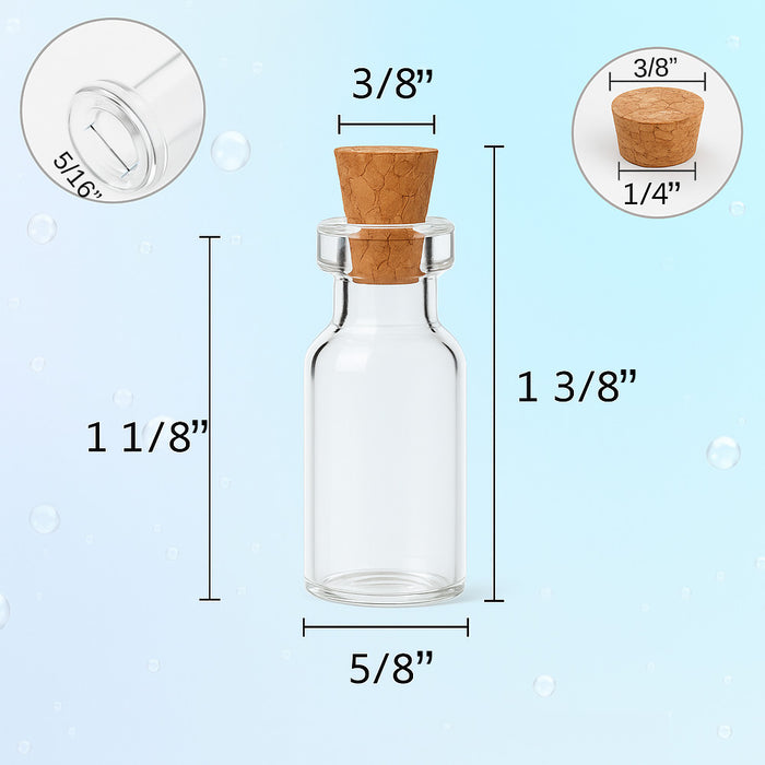 12 Pack Glass Container Cork Lids Craft Jars Reusable Vial Storage Party Favor !