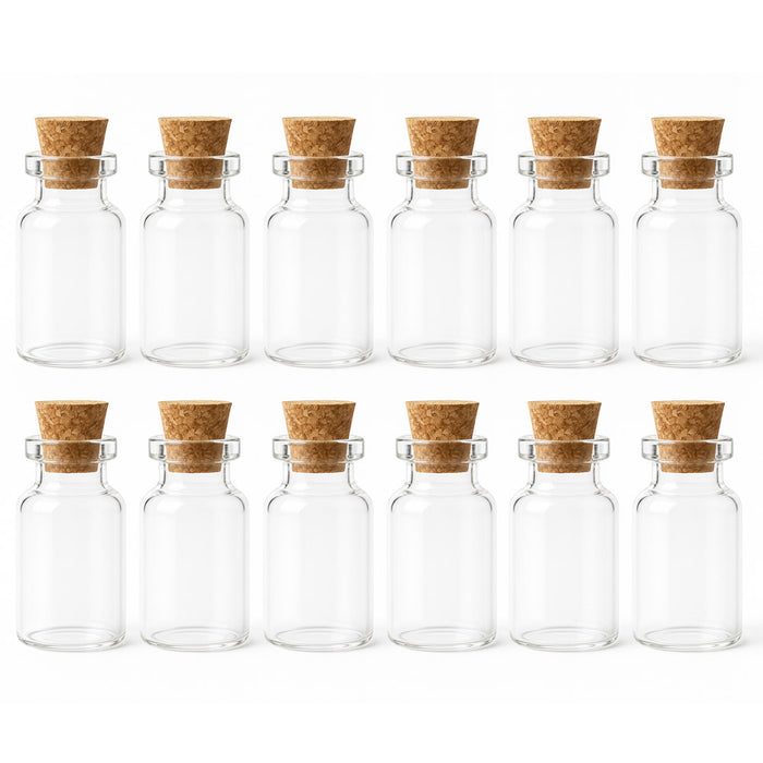12 Pack Glass Container Cork Lids Craft Jars Reusable Vial Storage Party Favor !