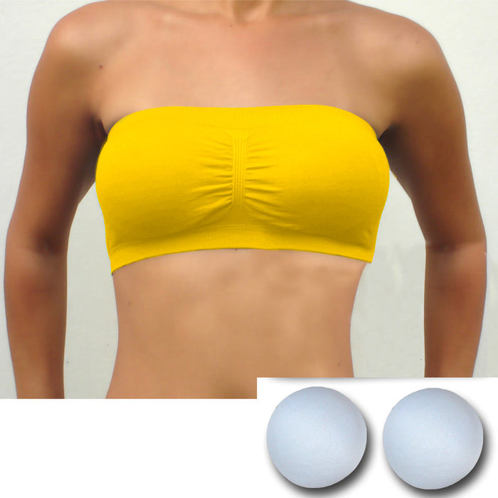 New Seamless Cropped Mini Tube Top Bandeau Pad Strapless Bra Cami Tank Yellow !!