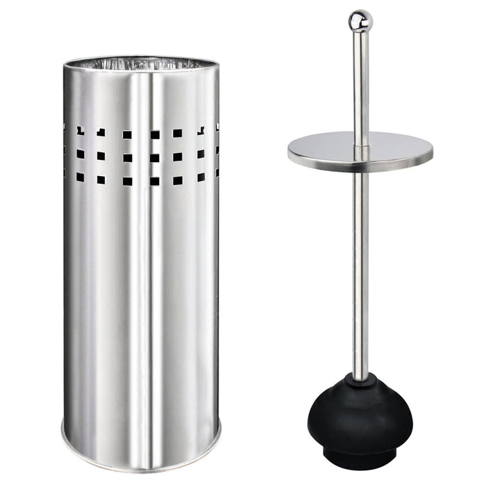2 Sets Stainless Steel Toilet Plunger w/ Holder Combo Unclog Bathroom Chrome