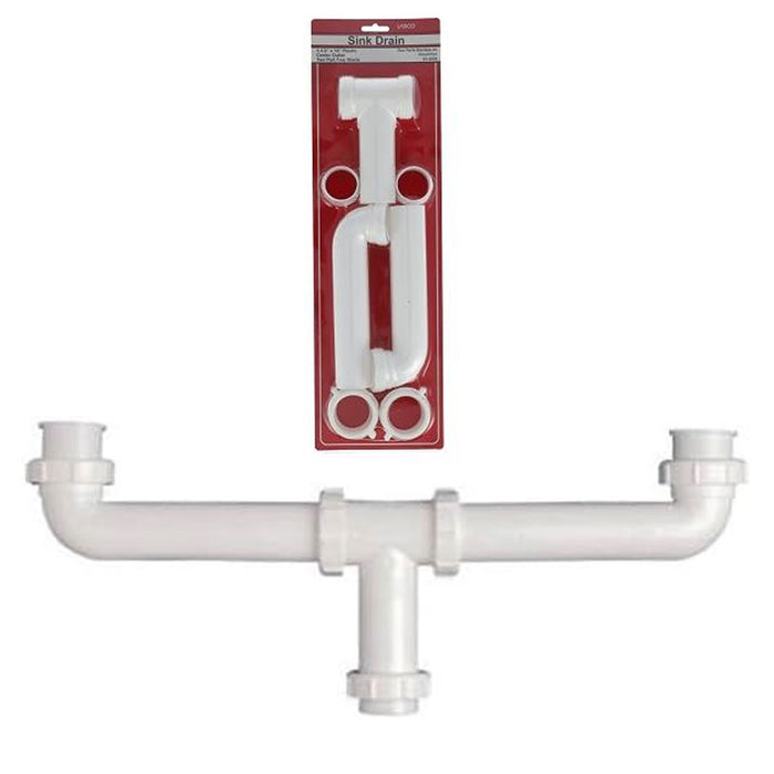 1 Pk 1.5" White Polypro Slip-Joint Sink Drain Center Outlet Waste Anti Clog 16"L