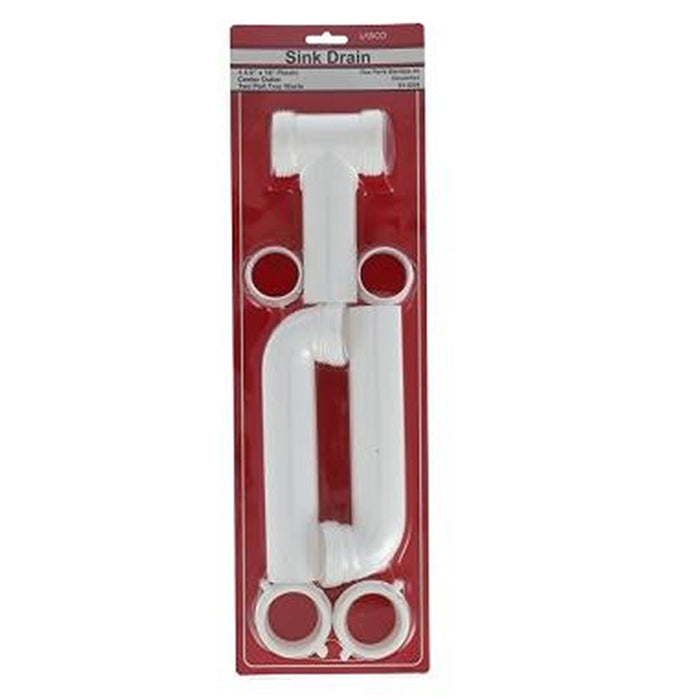 1 Pk 1.5" White Polypro Slip-Joint Sink Drain Center Outlet Waste Anti Clog 16"L