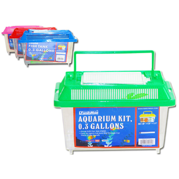 Aquarium Starter Kit Fish Tank 0.3 Gallon Carrier Reptile Turtle Frog Terrarium