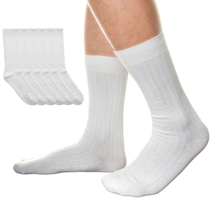 3 Pair Men Thin Cotton Lightweight Ribbed Dress Socks Casual Fashion White 10-13