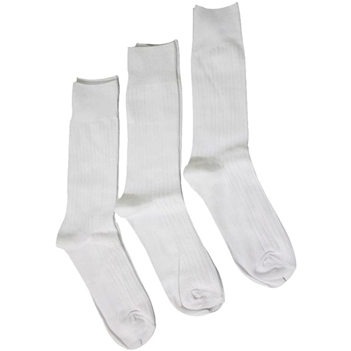 3 Pair Men Thin Cotton Lightweight Ribbed Dress Socks Casual Fashion White 10-13