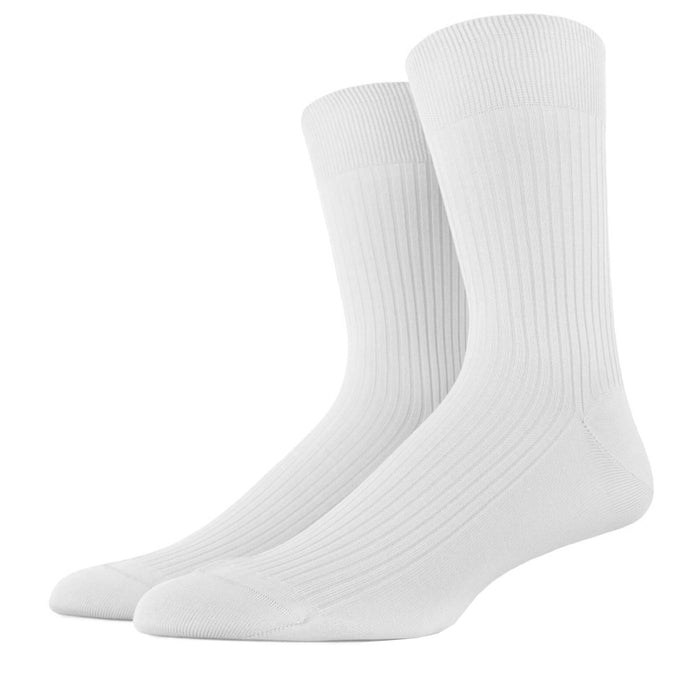 3 Pair Men Thin Cotton Lightweight Ribbed Dress Socks Casual Fashion White 10-13