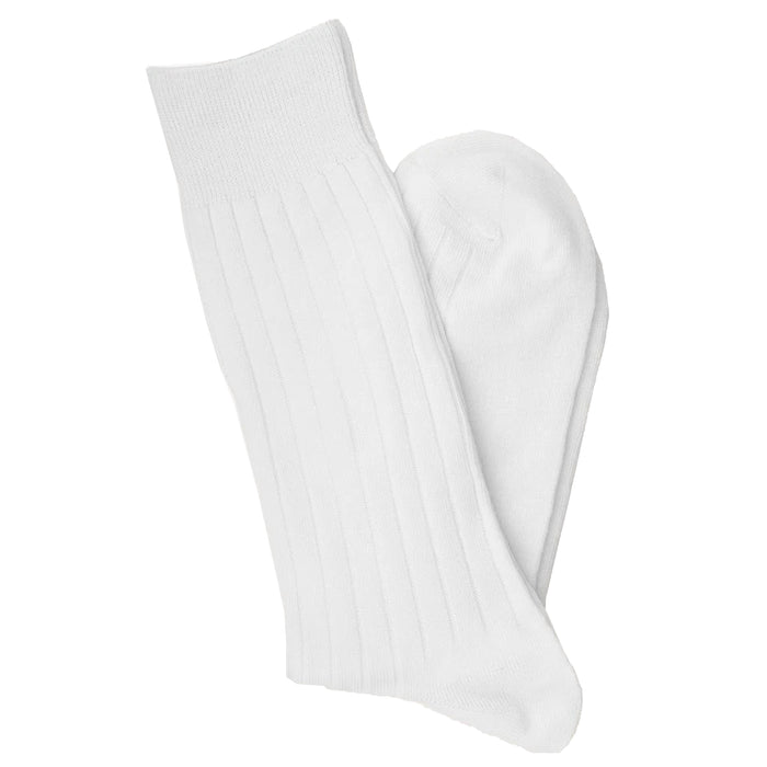 12 Pairs Men Dress Socks Thin Soft Ribbed Fashion White Cotton Casual Size 10-13