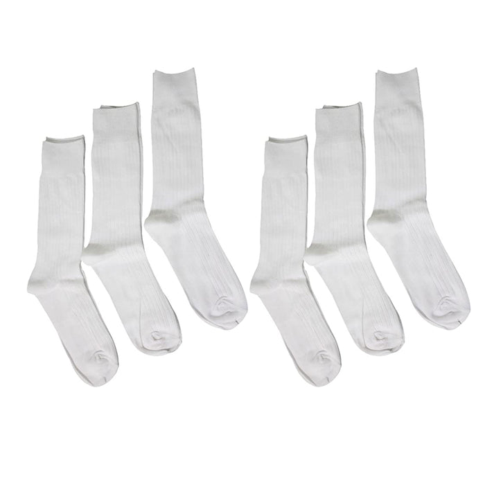 6 Pairs Mens Ribbed Dress Socks Fashion Casual White Thin Soft Cotton Size 10-13