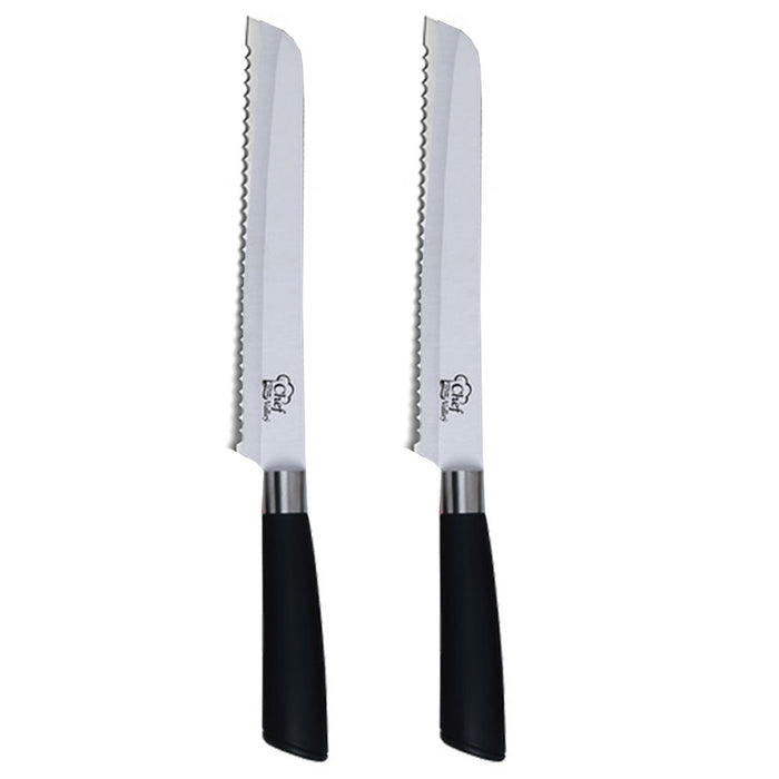 2 Pack Serrated Bread Knife Stainless Steel Razor Sharp Wavy Edge Bread Cutter
