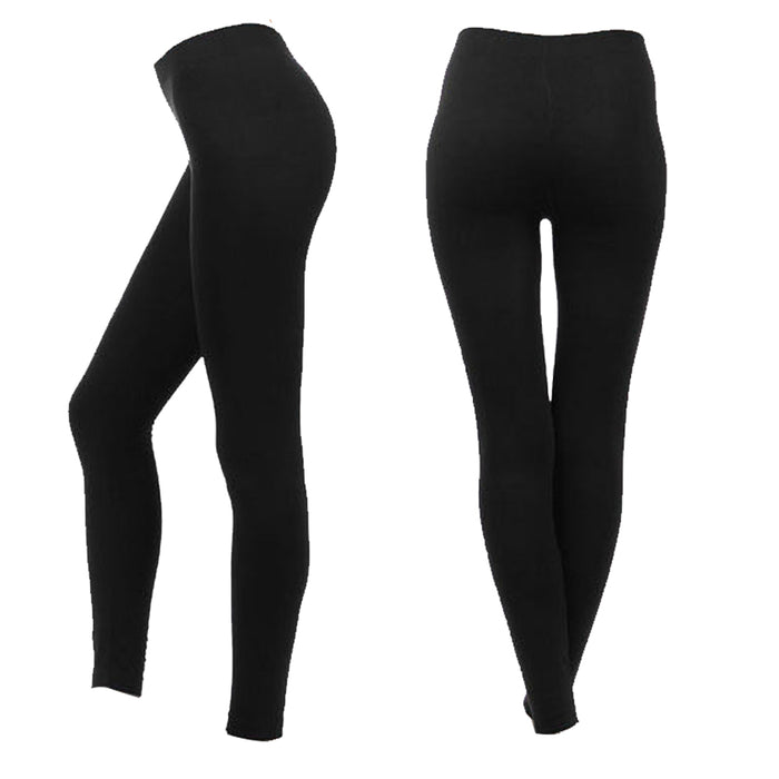 3 Seamless Fleece Black Leggings One Size Yoga Pants Stretchy Women Warm Tights