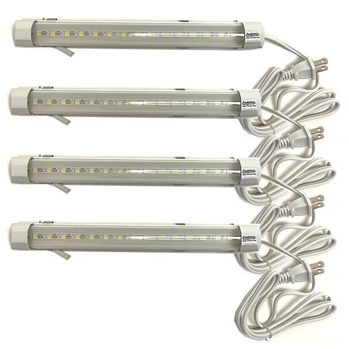 4 Pc Workshop Utility LED Light Garage 30W 12"L Wall Mount Fixture Plug-In Cable