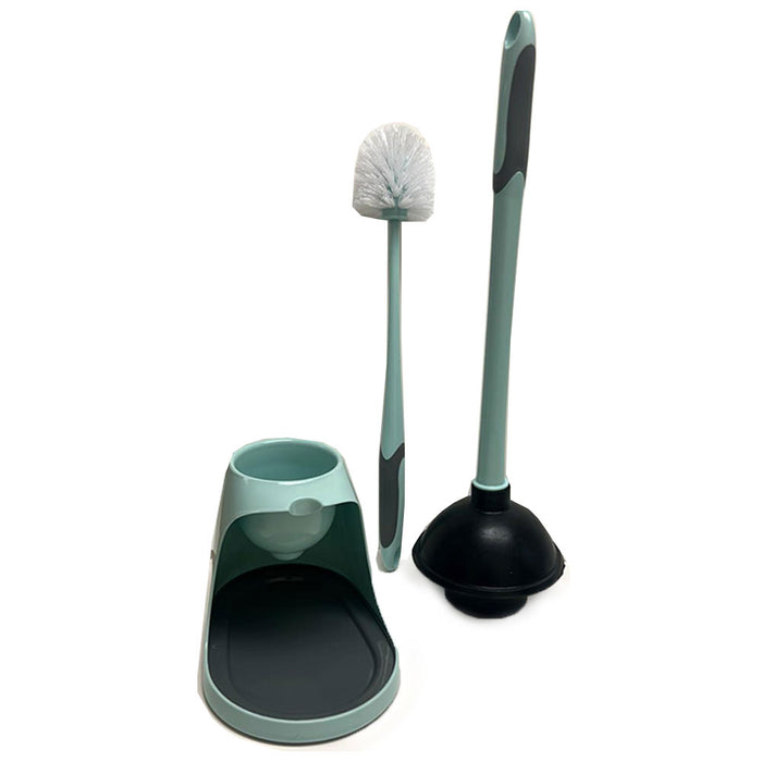 1 Turbo Plunger W/ Bowl Brush Caddy Set Unclog Bathroom Toilet Cleaner Holder