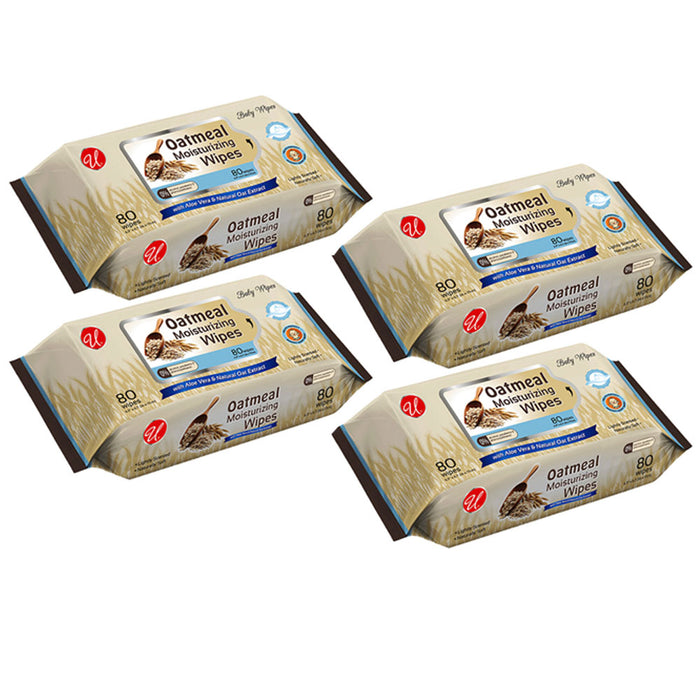 320 Ct Cleansing Wipes Oatmeal Oat Extract Aloe Sensitive Alcohol Paraben-Free