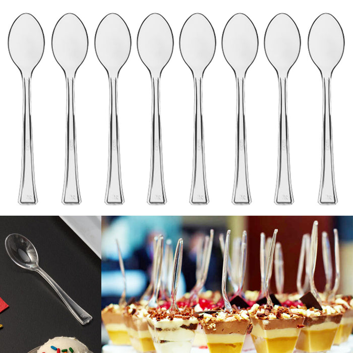 240ct Sample Taster Mini Spoons Dessert Clear Disposable Appetizer Utensil Short