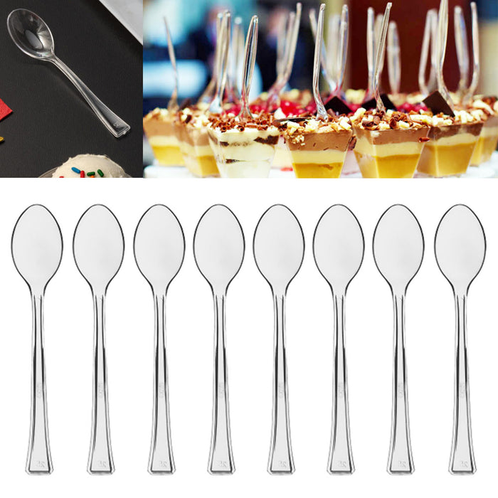 320ct Mini Plastic Spoons Small Clear Sample Taster Dessert Disposable Appetizer