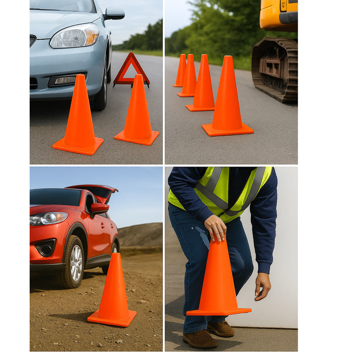 6 High Visibility Orange Safety Cones 12" Traffic Parking Sports Training Marker