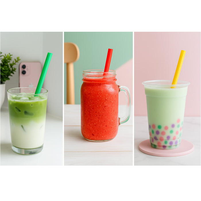 50 Jumbo Straws Extra Wide Fat Boba Bubble Tea Drinking Milkshake Colors Party