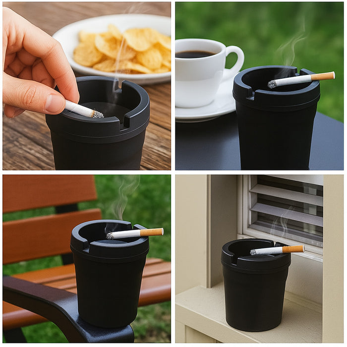 1 Butt Bucket Smokeless Ashtray Travel Auto Cigarette Odor Extinguishing Black