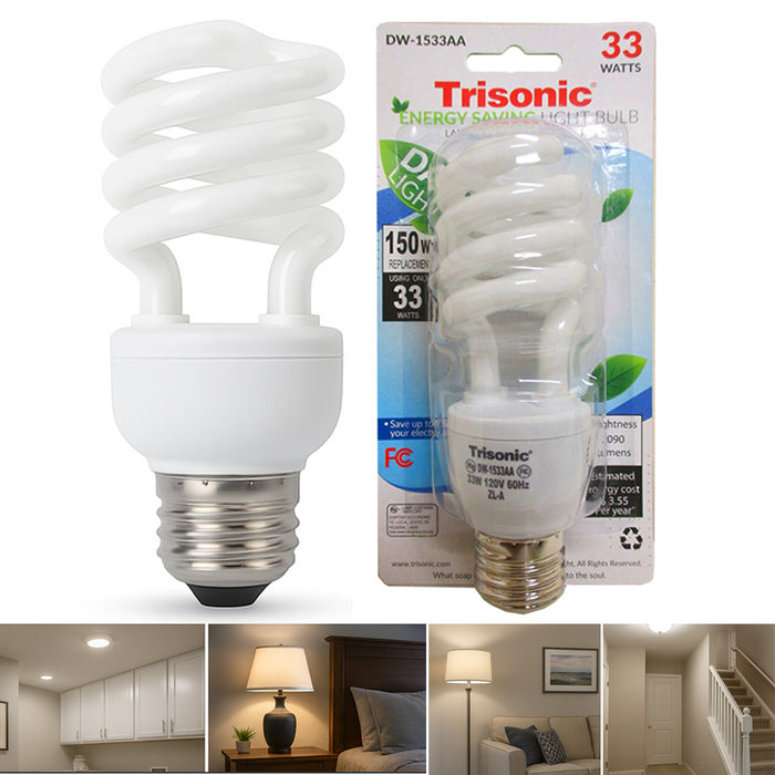 Daylight Light Bulb CFL 33 W 150 Watt Repl White Compact Fluorescent 6400K