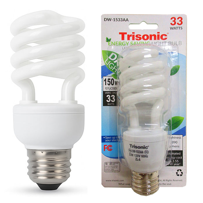 Daylight Light Bulb CFL 33 W 150 Watt Repl White Compact Fluorescent 6400K