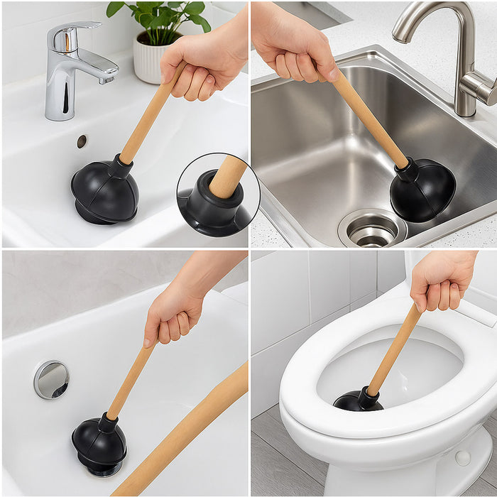 3 High Pressure Powerful Pump Toilet Plunger 19"L Multi-Drain Flange Declog Sink