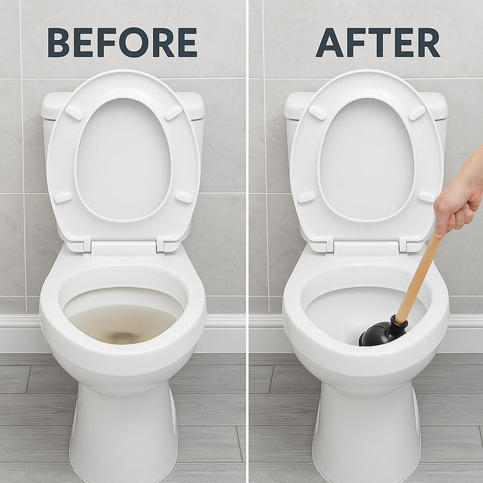 2 Heavy Duty Toilet Plunger 19" L Wooden Handle Double Layer Rubber Flange Pump