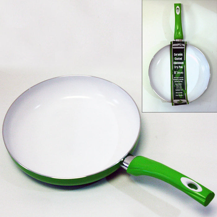 3 Non Stick Ceramic Coated Fry Pan Set  Eco Green Healthy Cookware 8" 9.5" 11"