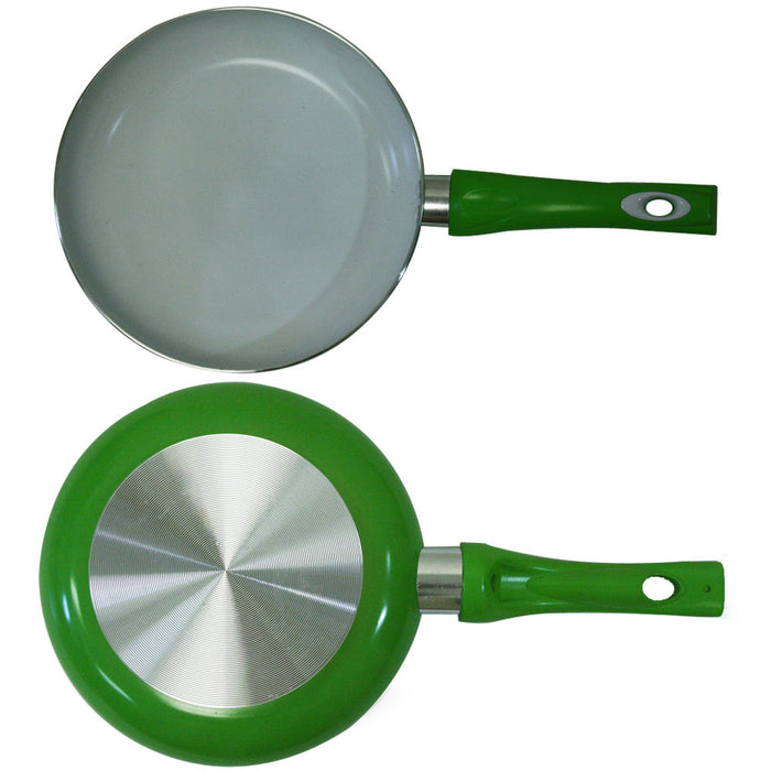 3 Non Stick Ceramic Coated Fry Pan Set  Eco Green Healthy Cookware 8" 9.5" 11"