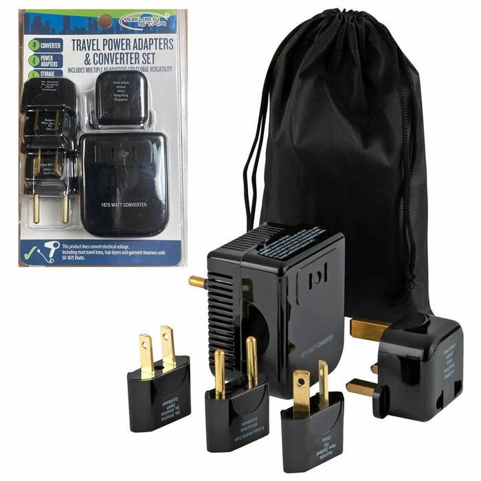 Travel Voltage Converter Adapter 1600W 4 Plugs 220 110V 1875 Watt International