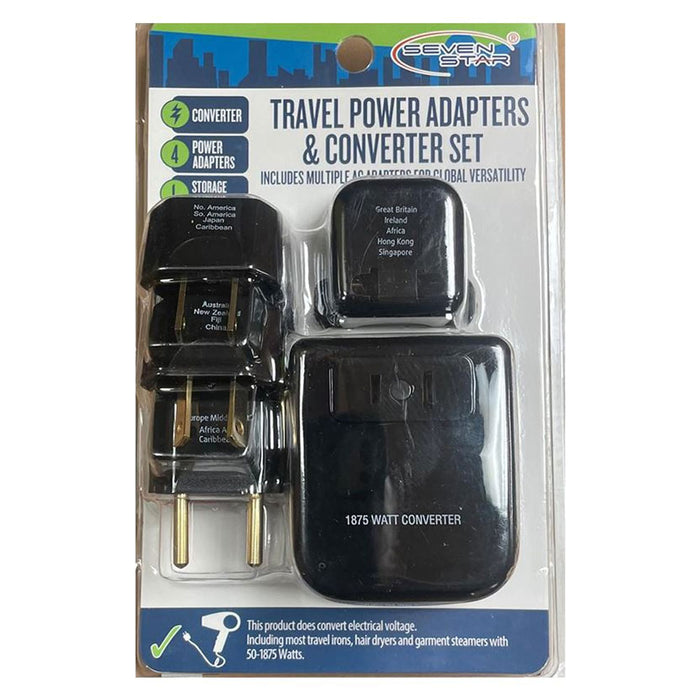 Travel Voltage Converter Adapter 1600W 4 Plugs 220 110V 1875 Watt International
