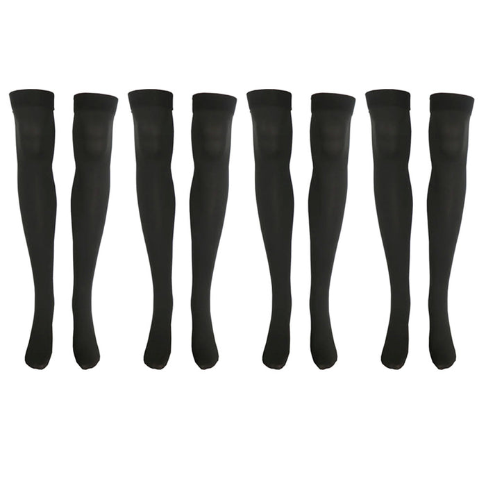 4 Pairs Women's Over The Knee Tights Thigh High Socks Stockings Black One Size