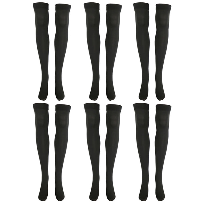 6 Pairs Women's Sheer Thigh High Socks Stockings Pantyhose Over Knee One Size