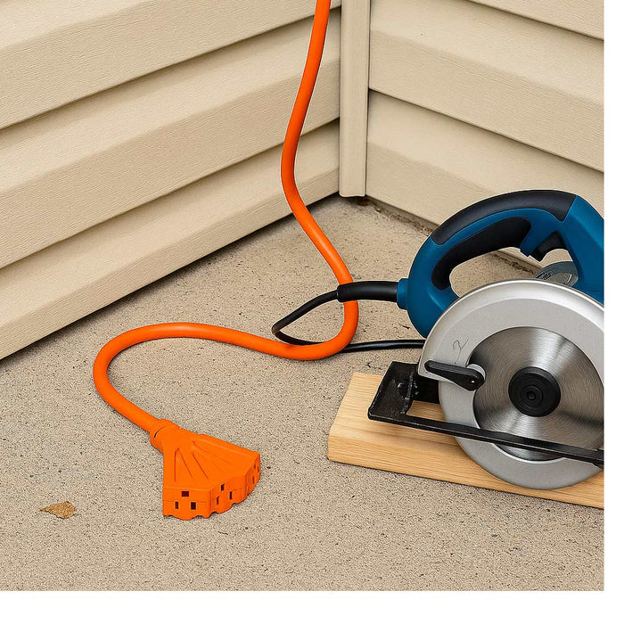 Tri Trap 3 Way Extension Cord Cable 12 Gauge Extra Heavy Duty 3 Outlet 2FT