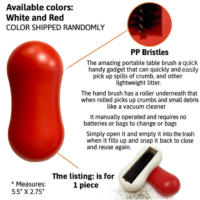 Table Crumb Sweeper 1 Pack White or Red 5.5" X 2.75" Inches Cleanning Brush