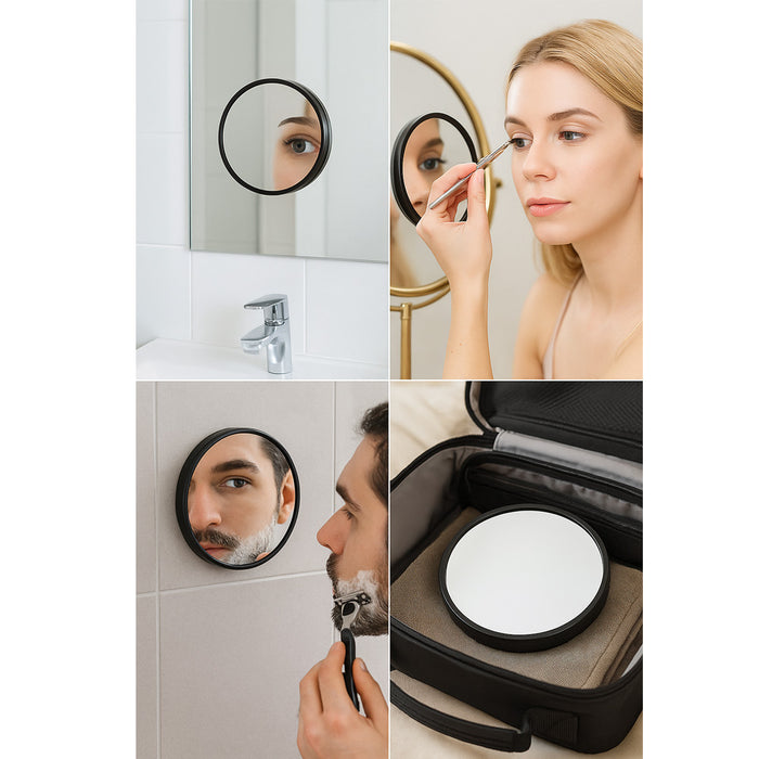 10 X Magnifying Mirror Makeup Compact Cosmetic Vanity Shave Suction Mount Travel