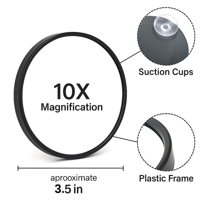 10 X Magnifying Mirror Makeup Compact Cosmetic Vanity Shave Suction Mount Travel