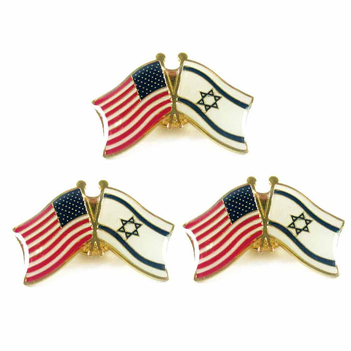 3 Pc Israel USA Crossed Friendship Flag Lapel Pin Support Patriotic Enamel Badge