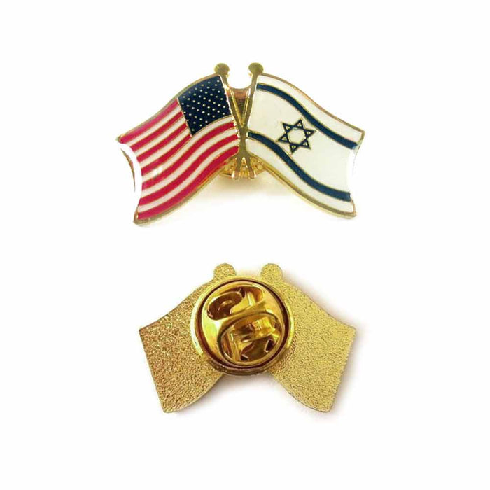 20 Israel USA Crossed Friendship Flag Lapel Pin Support Patriotic Enamel Badge