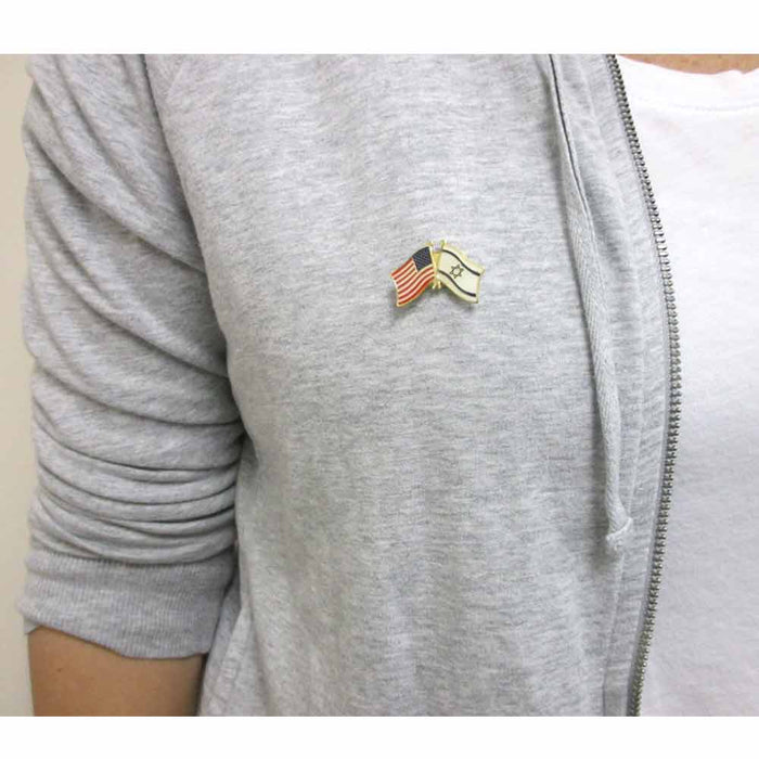 20 Israel USA Crossed Friendship Flag Lapel Pin Support Patriotic Enamel Badge