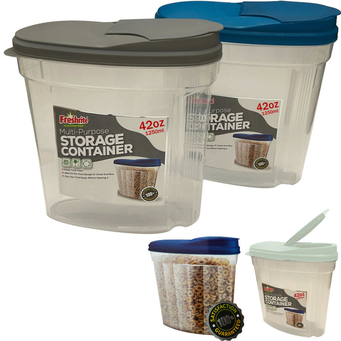 6 Plastic Cereal Dispensers 42oz BPA Free Food Storage Containers Airtight Bins